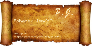 Pohanek Jenő névjegykártya